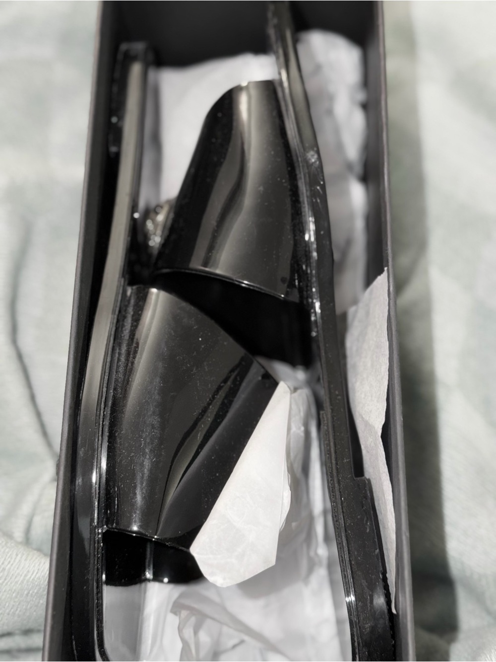 Kurt Geiger Black Slide Sandals with Silver Emblem - Picture 2 of 8